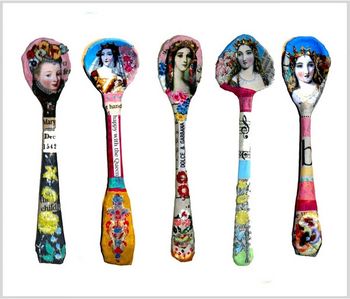Cast & Decorated Paper Spoons (small) - Caron Coldwell Art 